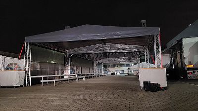 Ground support stage roofing system 13x9m