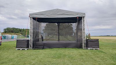 Ground support stage roofing system 6x4m