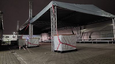 Ground support stage roofing system 8x6m