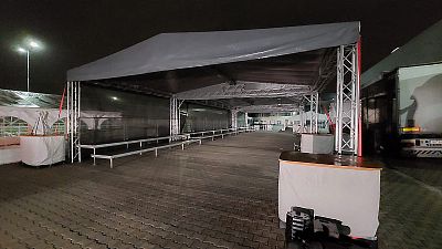 Ground support stage roofing system 8x6m